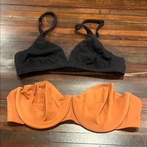 Skims Black and Orange Bra Set